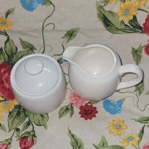Elegant White Ceramic Creamer and Sugar Set
